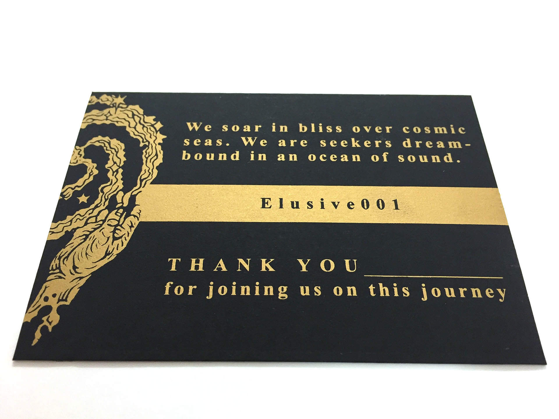 Schwarze Karton Karten mit Gold bedruckt im Siebdruck